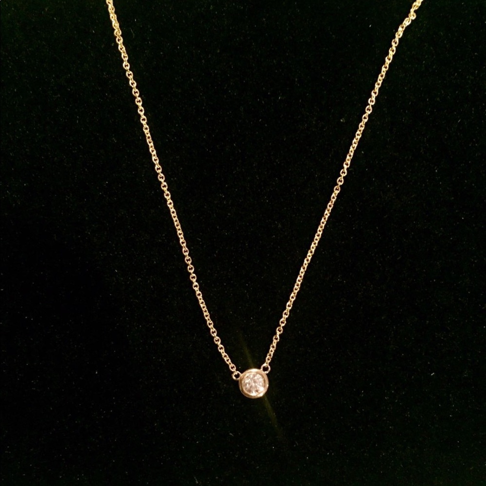 Vrai and Oro Round Diamond Bezel Necklace - gold